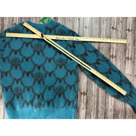 South2 West8 Mohair blend Sweater color Teal black size XL NWT made in Japan - Picture 7 of 7